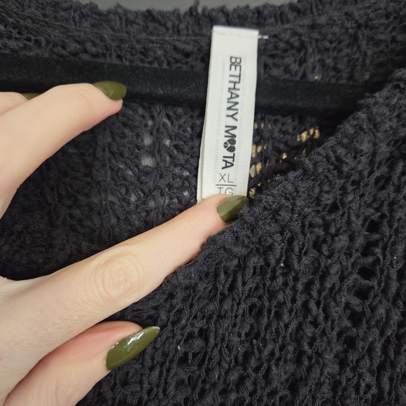 Black Knit Sweater with Lace Hem - Picture 2 of 3